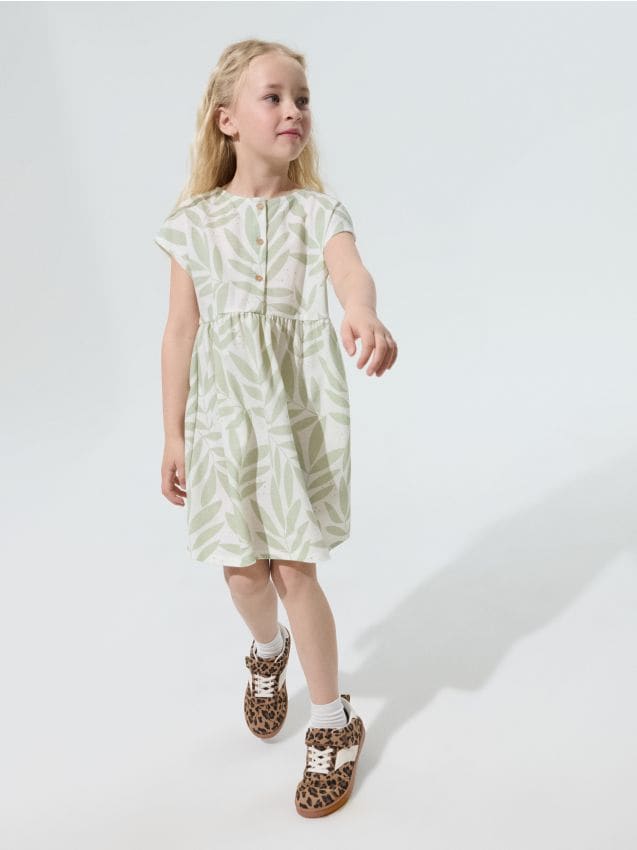 Sinsay - Rochie din tricot cu imprimeu vegetal - crem