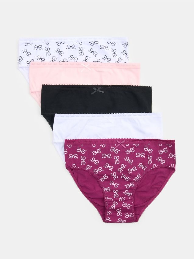 Sinsay - Chiloți tip slip din bumbac cu model de fundițe 5 pack - multicolor