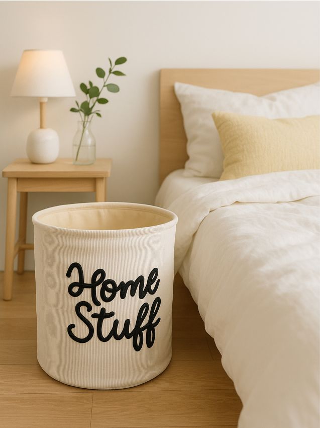 Sinsay - Úložný kôš s nápisom Home Stuff - béžová