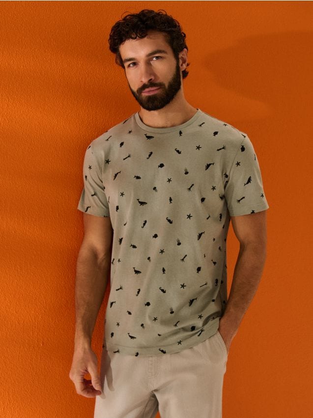 Sinsay - Tricou din bumbac cu model - verde-pal