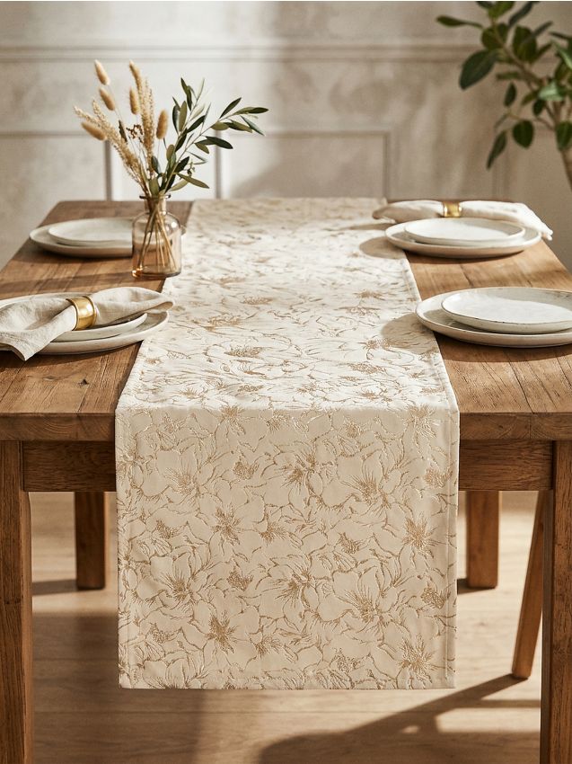 Sinsay - Traversă de masă cu motiv floral - crem