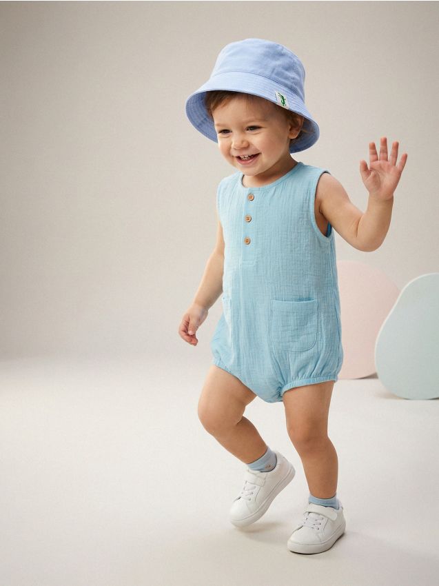 Sinsay - Body din Muselină cu Buzunare și Nasturi - albastru-pal