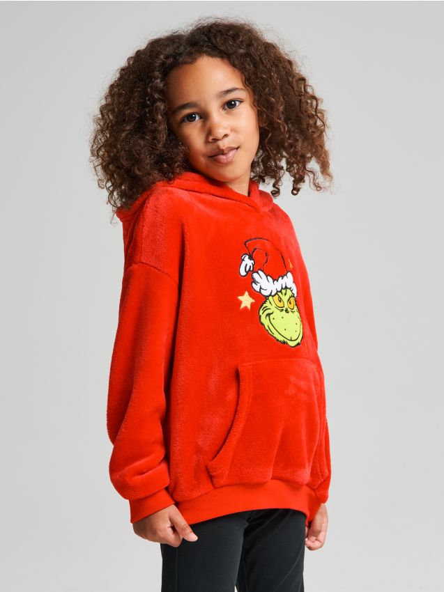 Sinsay - Hanorac tip hoodie Grinch - roșu