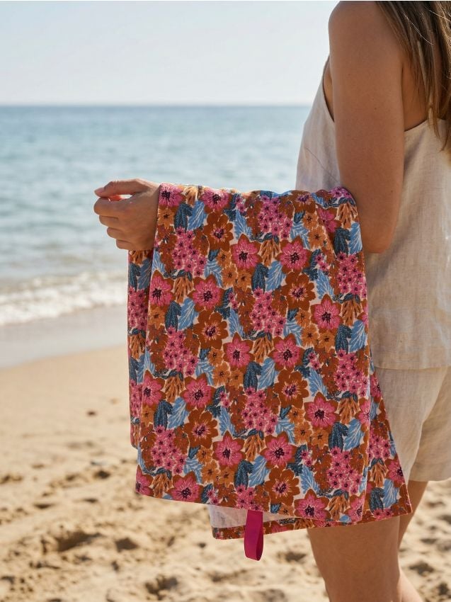 Sinsay - Prosop cu uscare rapidă cu model floral - portocaliu