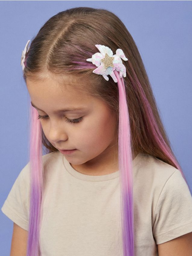 Sinsay - Agrafe cu păr sintetic lung și stea sclipitoare – 2 pack - multicolor