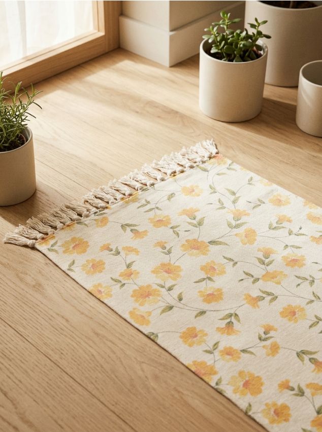 Sinsay - Covor cu model floral și franjuri - multicolor