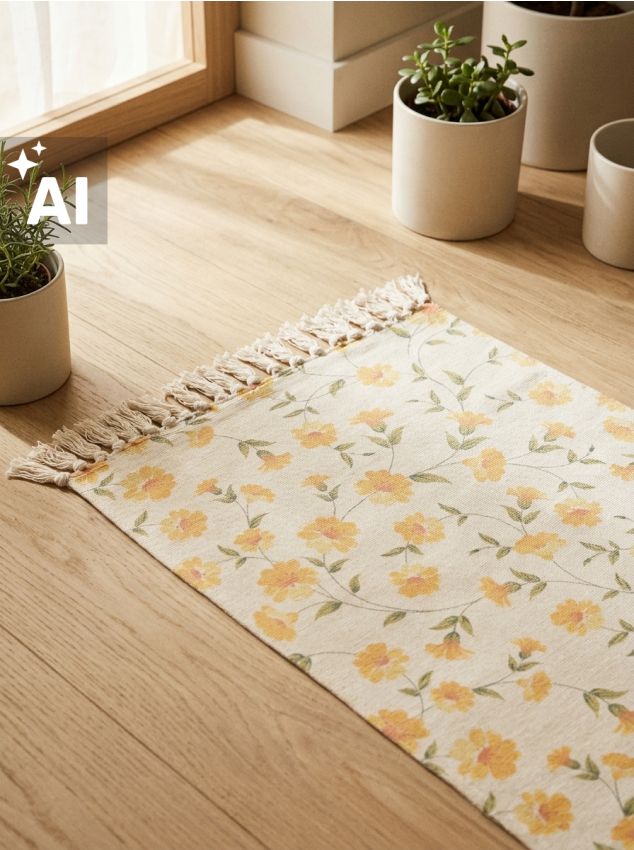 Sinsay - Covor cu model floral și franjuri - multicolor