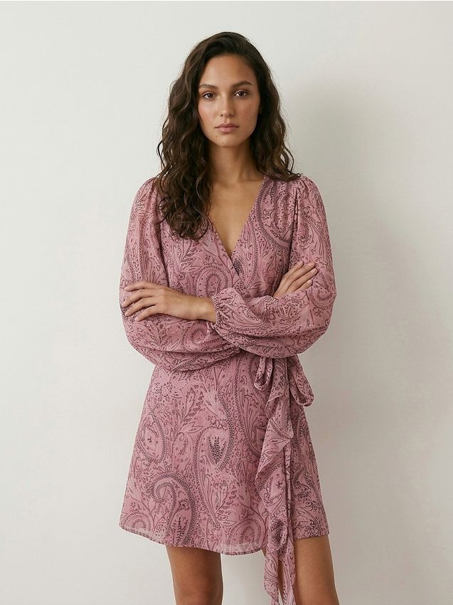 Sinsay - Rochie mini cu mânecă bufantă - multicolor