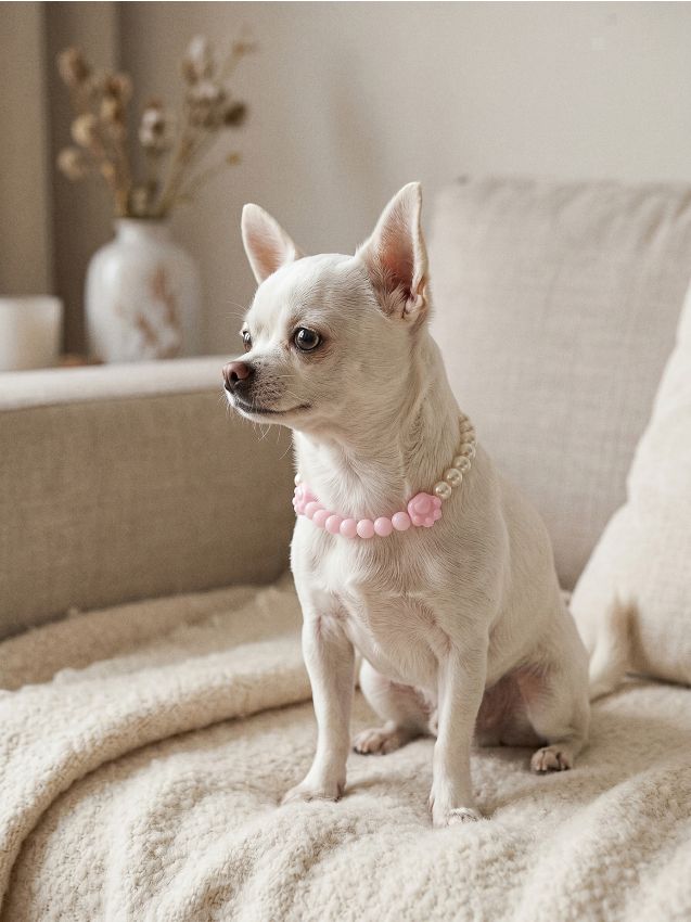 Sinsay - Zgardă pentru animale din mărgele cu motiv lăbuțe - roz-pastel