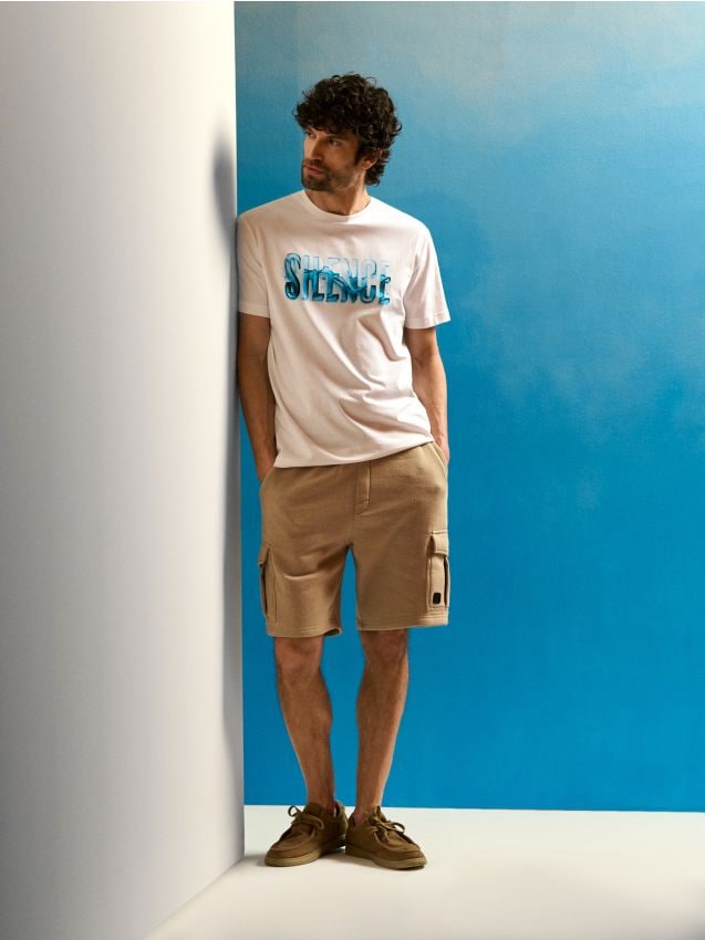 Sinsay - Tricou din bumbac cu imprimeu - alb