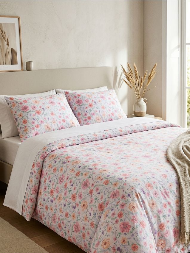 Sinsay - Set de lenjerie de pat cu flori - roz