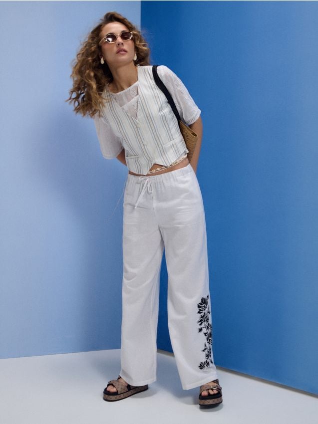 Sinsay - Garniturowa kamizelka w paski z domieszką wiskozy - wielobarwny