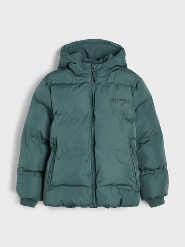 Sinsay - Geacă puffer matlasată cu glugă - green spruce