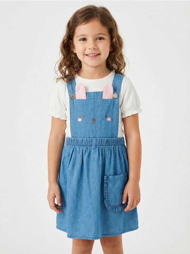 Sinsay - Bawełniany komplet: sukienka i koszulka - niebieski