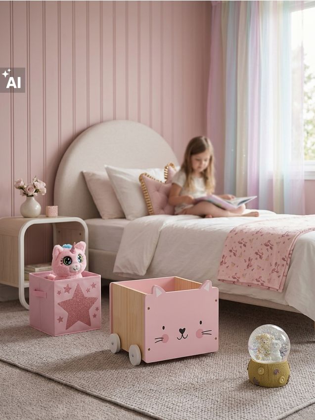 Sinsay - Cutie de depozitare pe roți cu motiv de pisică - roz
