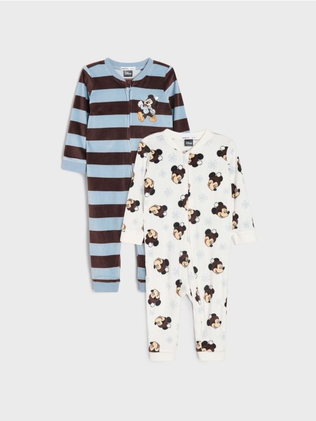 Sinsay - Salopete pentru bebeluși cu bumbac și imprimeu 2 pack Mickey Mouse - albastru-pal
