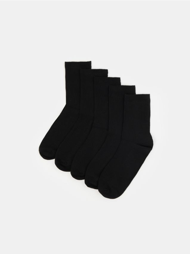 Sinsay - Prążkowane skarpetki 5 pack - czarny