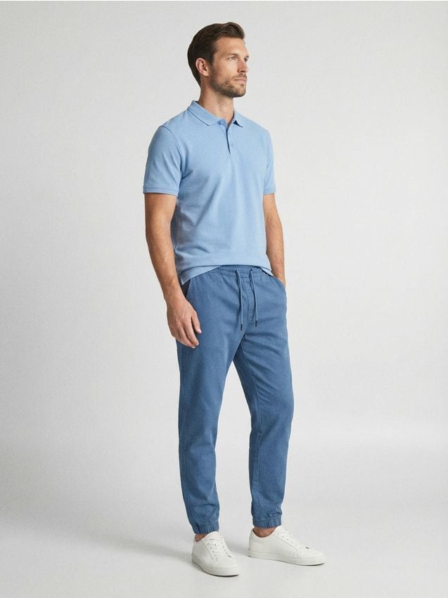 Sinsay - Polo din bumbac - albastru