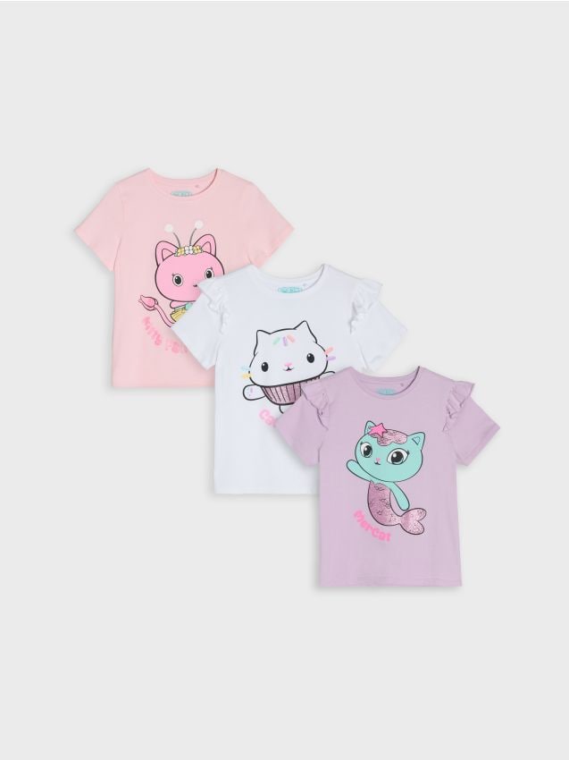 Sinsay - Tricou din bumbac cu imprimeu 3 pack Gabbys Dollhouse - multicolor