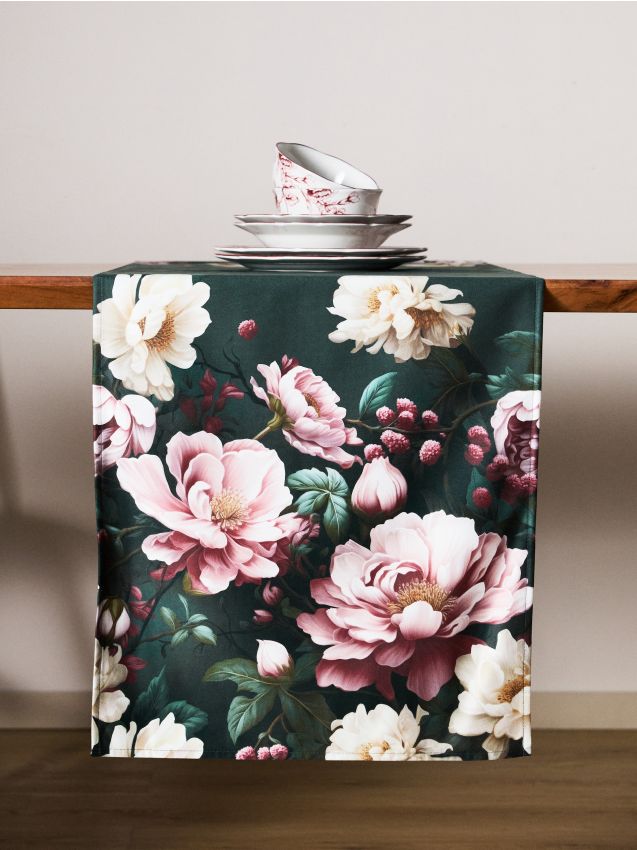 Sinsay - Traversă de masă cu motiv floral - gri-închis