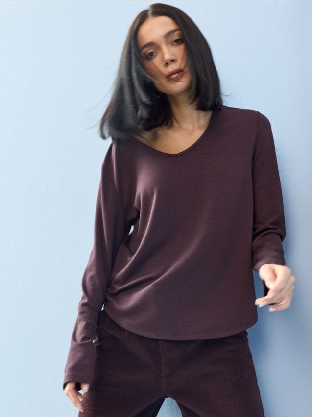 Sinsay - Tricou cu amestec de vâscoză - carmin