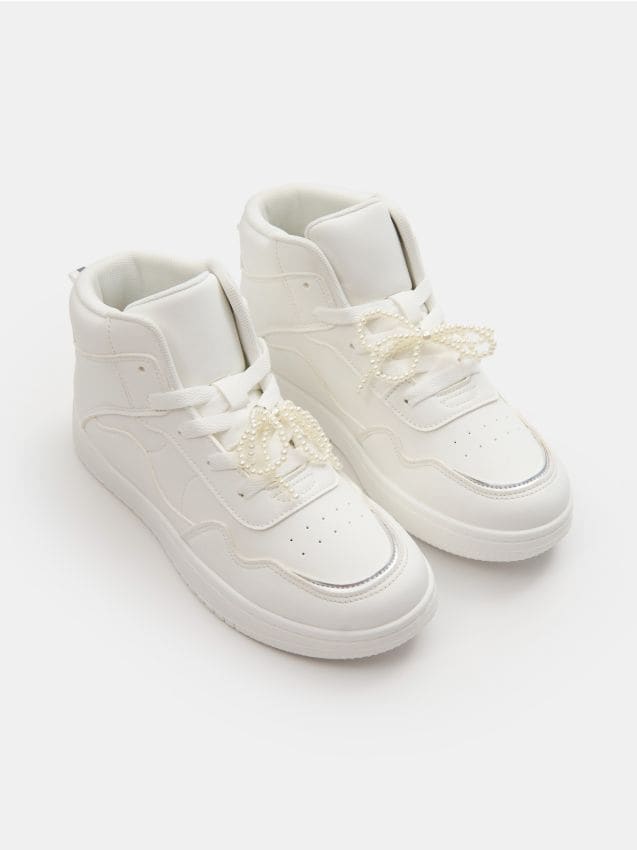 Sinsay - Ghete sport peste gleznă, cu șiret - alb