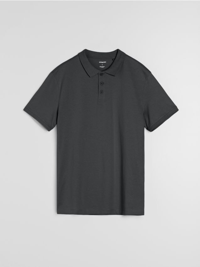 Sinsay - Tricou polo din bumbac - gri-închis