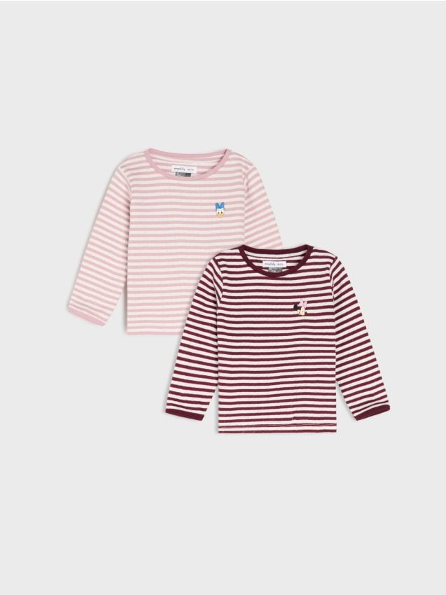 Sinsay - Tricouri din bumbac cu mâneci lungi set 2 bucăți Disney - crem