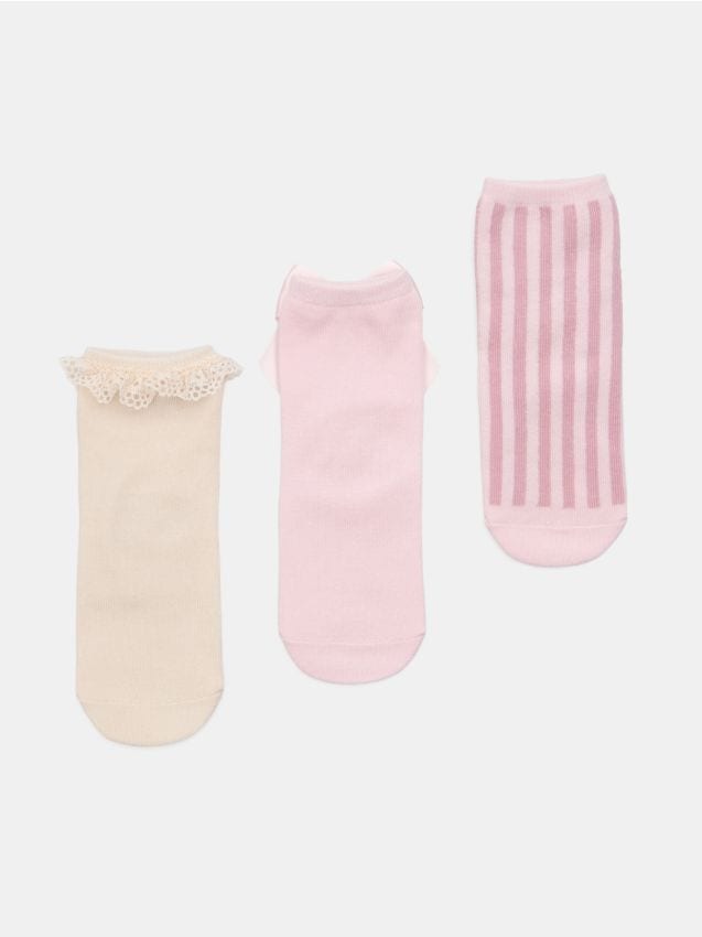 Sinsay - Șosete cu bumbac și finisaj decorativ, set de 3 - multicolor