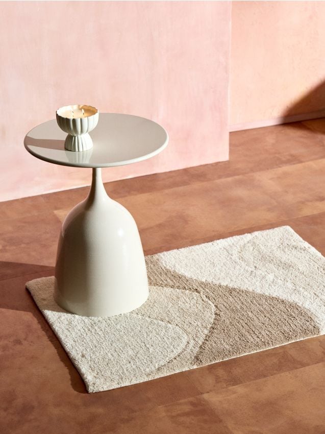 Tappeto in cotone tuftato con motivo astratto - beige