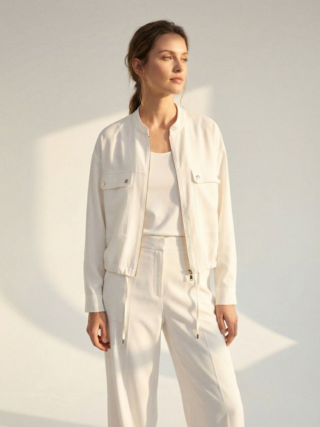 Sinsay - Jachetă bomber ușoară cu finisaj twill - alb