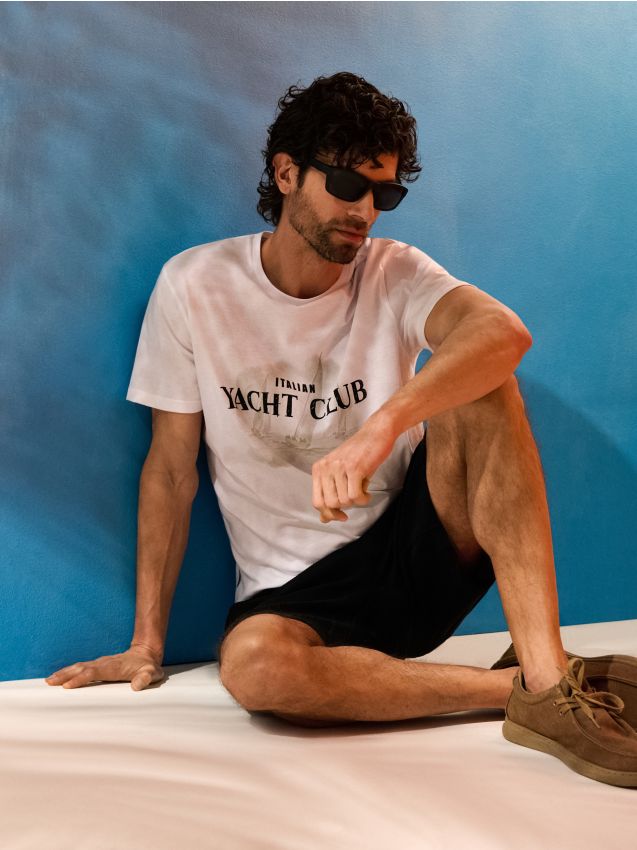 Sinsay - Pamučna majica s natpisom Yacht Club