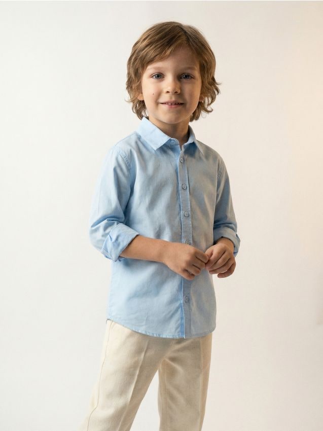 Sinsay - Cămașă din bumbac - albastru-pal