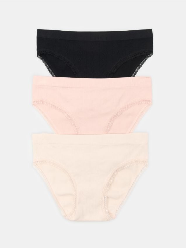 Sinsay - Set de 3 perechi de chiloți din tricot striat - multicolor