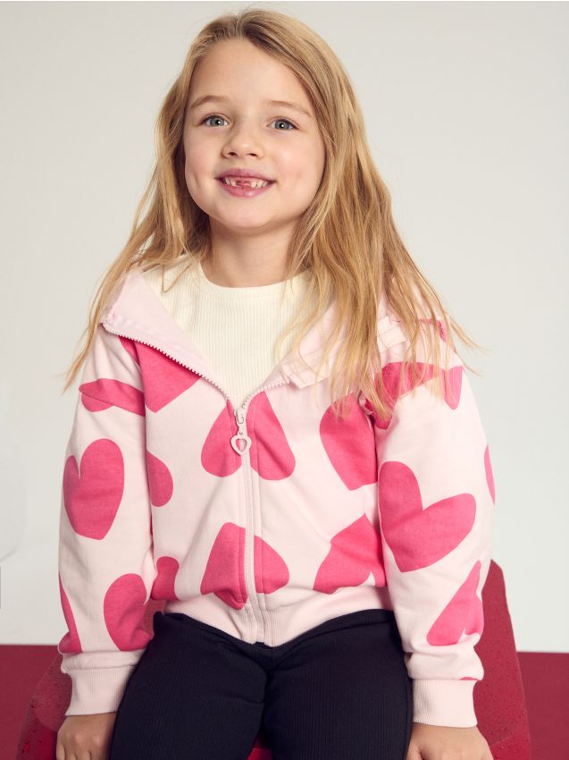 Sinsay - Zapínacia mikina s kapucňou - pastelová ružová