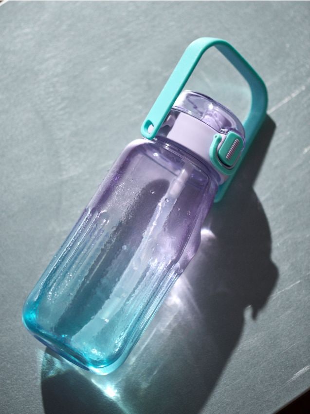 Sinsay - Sticlă de apă cu mâner și pai - albastru