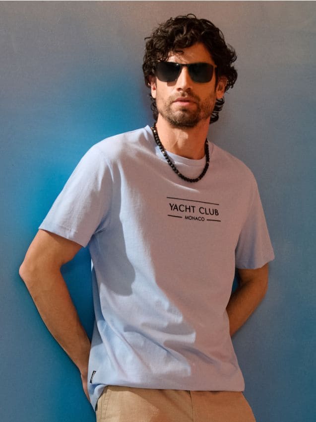 Sinsay - Tricou din bumbac - albastru-pal