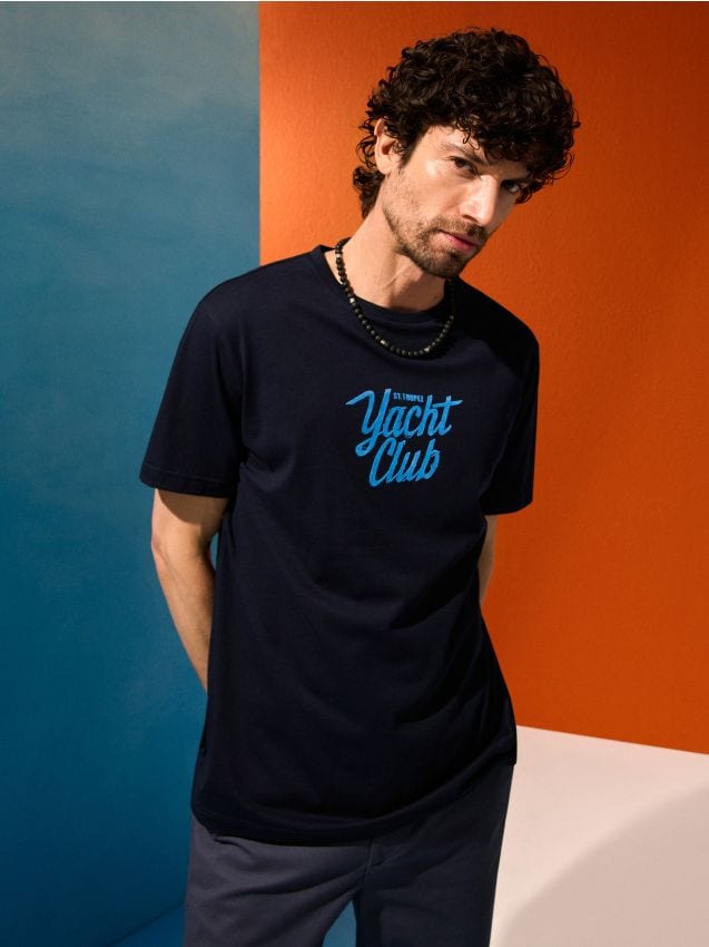 Sinsay - Tricou din bumbac - bleumarin