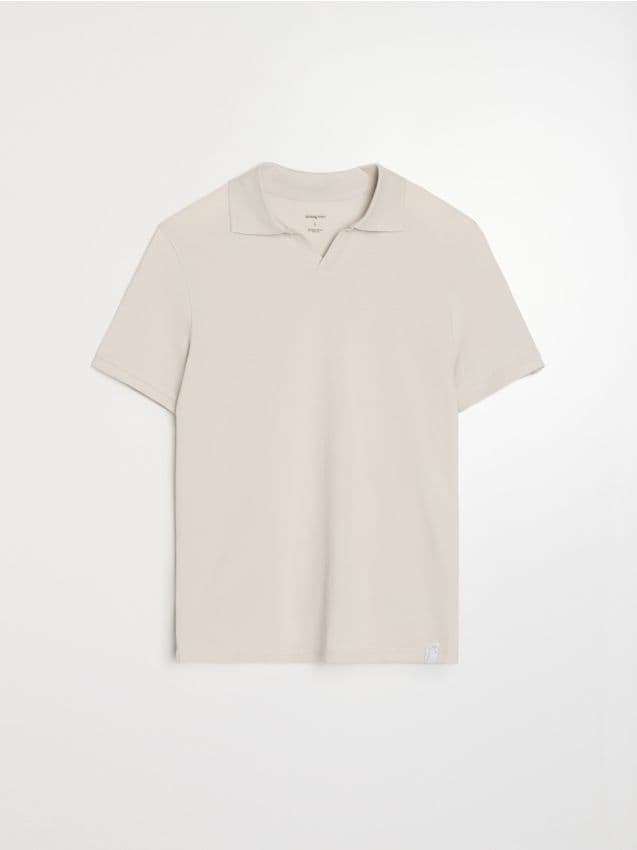 Sinsay - Bawełniana koszulka polo - kremowy