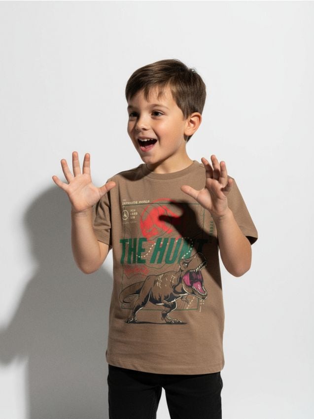 Sinsay - Tričko Jurassic World - kávová