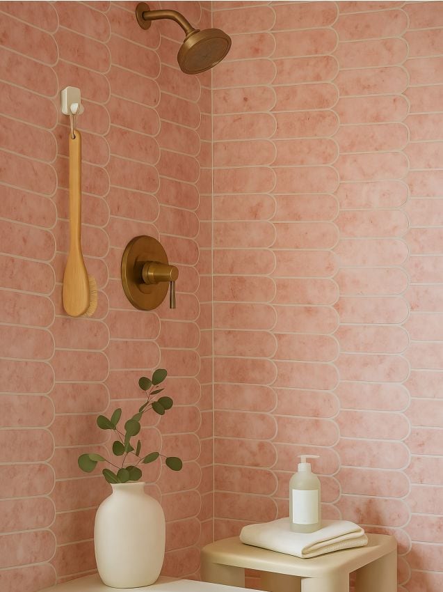 Sinsay - Samolepiace dlaždice, sada 4 kusov - pastelová ružová