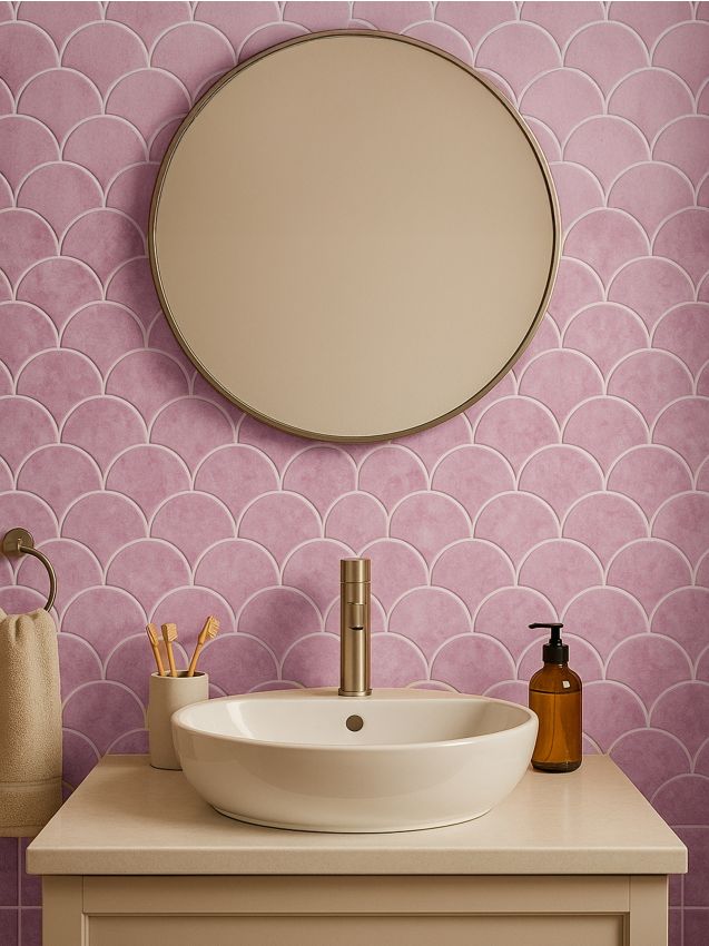 Sinsay - Samolepiace dlaždice, sada 4 kusov - ružová