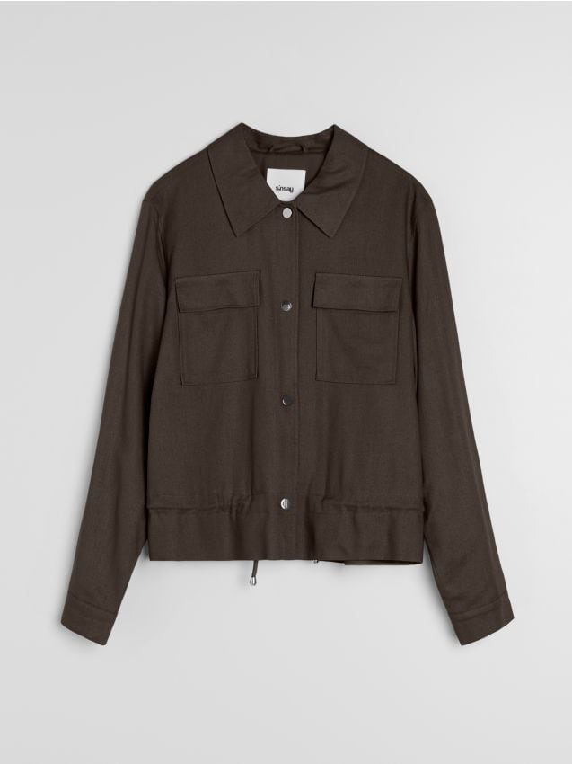 Sinsay - Jachetă shacket - maro-închis