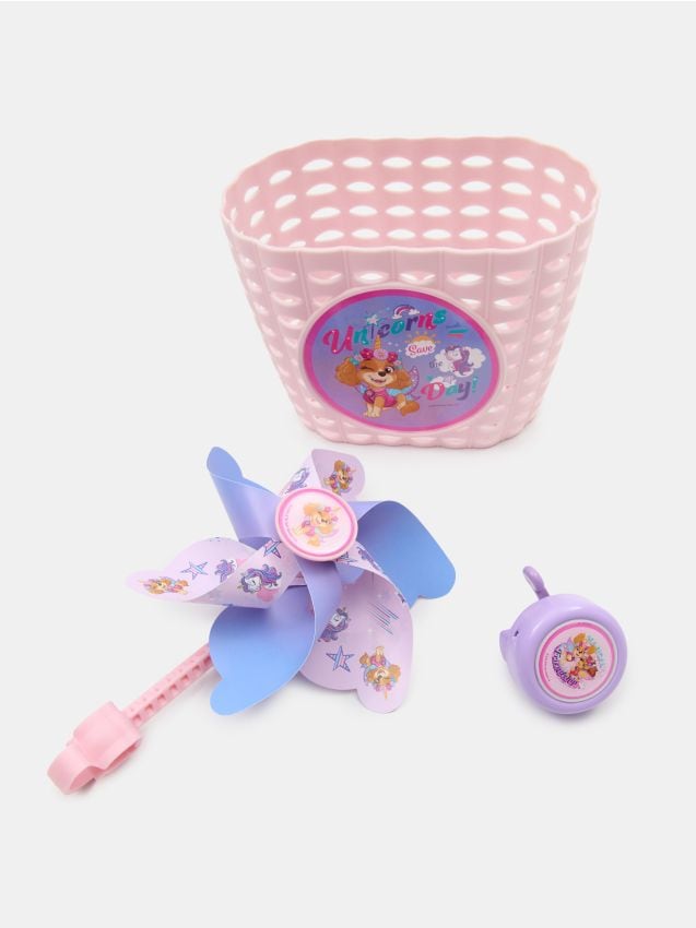 Sinsay - Set accesorii pentru bicicletă: coș, sonerie și morișcă 3 pack PAW Patrol - roz