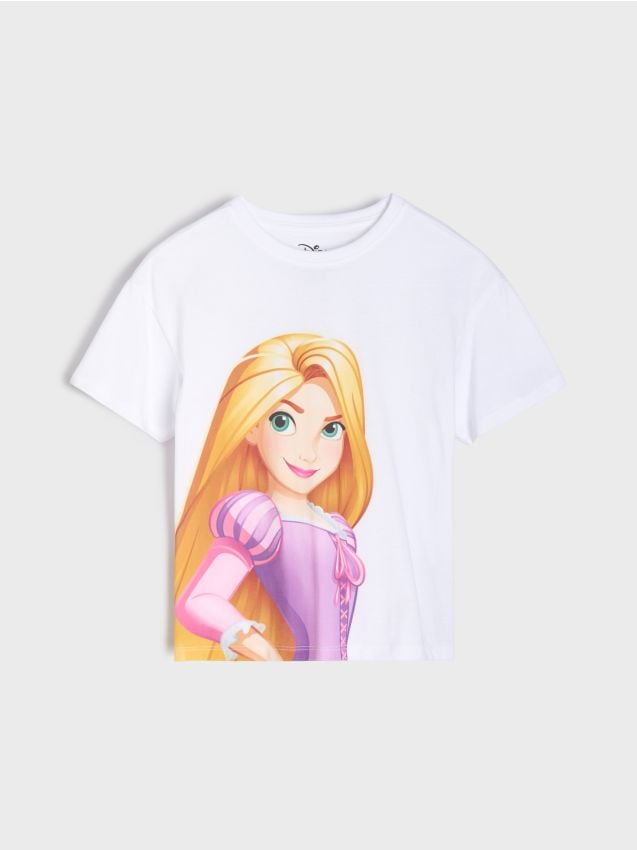 Sinsay - Tricou din bumbac cu imprimeu Rapunzel - alb