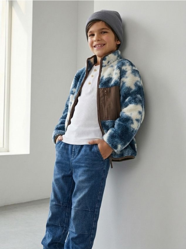 Sinsay - Jachetă sherpa cu model tie dye - multicolor