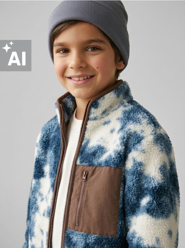 Sinsay - Jachetă sherpa cu model tie dye - multicolor