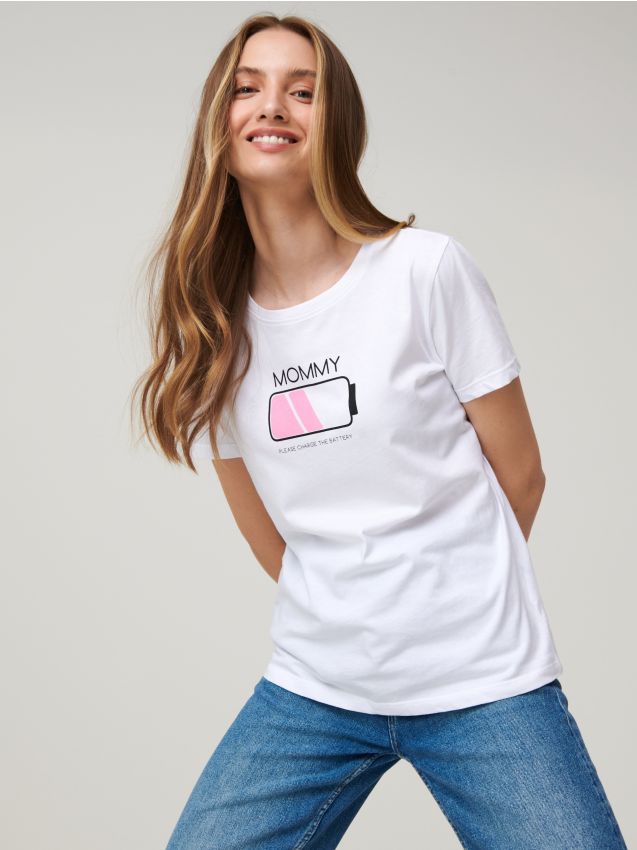 Printed T-shirt Color cream - SINSAY - 0751B-01X