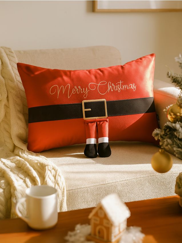 Sinsay - Vianočný vankúš s motívom Santa Clausa a vyšívaným nápisom - viacfarebná