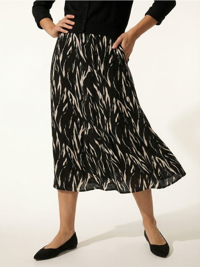 Sinsay - Wiskozowa spódnica midi w abstrakcyjny wzór - wielobarwny